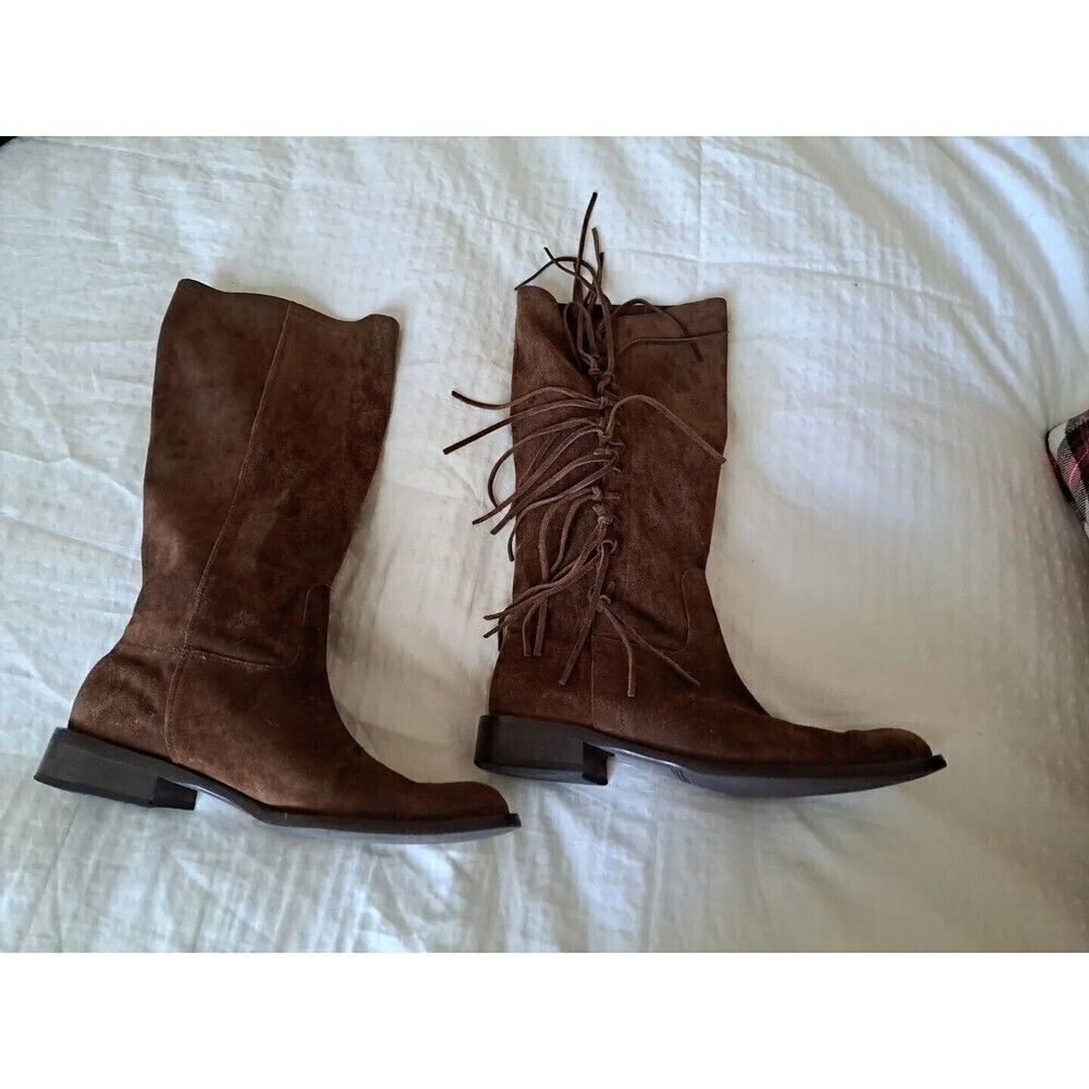 COACH Brown Tan Suede Fringe Arianna Boots Size 9 Ladies Excellent Condition